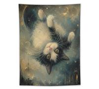 H3B8U2Y5 Upside Down Gatto Chiaro di Luna Arazzo da Parete, Dormitorio