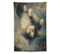 H3B8U2Y5 Upside Down Gatto Chiaro di Luna Arazzo da Parete, Ingresso