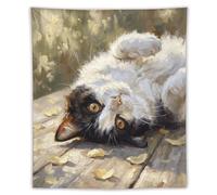 H3B8U2Y5 Upside Down Tuxedo Gatto Arazzo da Parete, Angolo Lettura