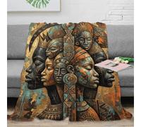 H3B8U2Y5 Volti africani geometrici Coperta Divano, Flanella, Lettura