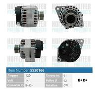 H5530166 HOFFER Alternatore per ALFA ROMEO,FIAT,OPEL,VAUXHALL