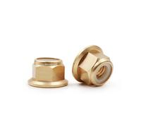H65 Brass Flange Nylon Nuts, Anti-loosening, Anti-Slip, Shockproof, Conductive, 10-Pack Nylon Locking Flange Nuts M2M3M4M5M6M8（M5=10pcs）(M8x1.25=10pcs)