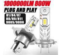 H7 H4 H1 H8 LED Lampadine per fari per auto 1000000LM Mini lampada per auto wireless + faretti luminosi al 800% 6000K Faro per automobile 12V 24V