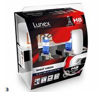 2x H8 Lunex NIGHT VISION 3600K 35W 12V Lampadine Faro Alogene PGJ19-1 Hard Case