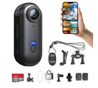 H8 - Videocamera da 64 GB, 4K, mini videocamera, tascabile, per vlogging, montaggio con più accessori ovunque, piccola videocamera portatile per casco, per lavoro, ciclismo, viaggi, passeggiate con