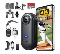 H8 - Videocamera da 64 GB, 4K, mini videocamera, tascabile, per vlogging, montaggio con più accessori ovunque, piccola videocamera portatile per casco, per lavoro, ciclismo, viaggi, passeggiate con