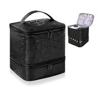 HA BIN Borsa Organizer Porta Smalti Professionale, per 30 Bottiglie e Lampada UV Custodia Impermeabile con Scomparti, Beauty Case da Viaggio Donna Ideale per Estetiste e Appassionati di Nail Art