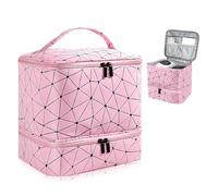 HA BIN Borsa Organizer Porta Smalti Professionale, per 30 Bottiglie e Lampada UV Custodia Impermeabile con Scomparti, Beauty Case da Viaggio Donna Ideale per Estetiste e Appassionati di Nail Art