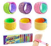 HA BIN Braccialetti Sensoriali Antistress con 6 Texture Diverse - Fidget Toys per Bambini e Adulti, Giocattolo Sensoriali in Silicone, Gestione dell'Ansia - Regalo per Compleanno, Feste e Casa