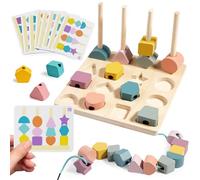 HA BIN Giochi Montessori 2 3 4 5 Anni, Giochi Montessori in Legno, Giocattolo Educativo per Bambini dai 3 Anni in Su, per Impilare e Classificare le Forme