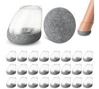 HA BIN Gommini per Sedie Rotondi, 24 Pezzi con Feltrini, Silicone Trasparente, Adatti per Piedi Inclinati, Protezione Antigraffio e Antirumore, Diametro 14-20mm, per Pavimenti in Legno e Ceramica (S)