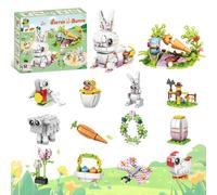 HA BIN Mini Mattoncini Giocattolo Coniglio - Kit Costruzioni 12 Pacchetti, 2 Modelli Coniglio & Giardino, Giocattolo Creativo per Bambini 3+, Idea Regalo Pasqua e Compleanno