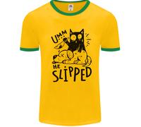 Ha Inciampato Un Gatto Che Uccide Un Cane Maglietta Ringer Divertente Uomo