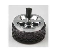 HA Posacenere Cromo/Vetro Fumé 12cm, 732 G, Nero, Argento