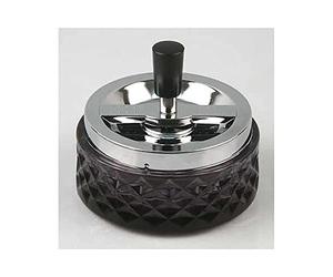 HA Posacenere Cromo/Vetro Fumé 12cm, 732 G, Nero, Argento