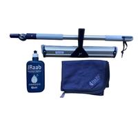 Ha-Ra Set di pulizia per finestre, standard 38 cm, panno in microfibra "martello", 50 x 67 cm, asta telescopica regolabile (0,66-1,00 m), cura completa 500 ml, accessori per la pulizia delle finestre
