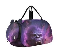 Ha Sparato Scimpanzé Arrabbiato Borsa Sportiva da Nuoto e Palestra con Scomparto per Scarpe Borsa da Viaggio per Il Fine Settimana Borsone per Ragazzi