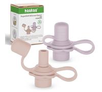 haakaa Beccuccio multifunzione in silicone, tappo per sacchetto, senza fuoriuscite, per bambini, 100% silicone per uso alimentare, confezione da 2 (rosa cipria + lavanda)