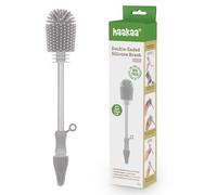 Haakaa Kit di spazzole in silicone per la pulizia della casa, per bottiglie e fessure, in silicone alimentare, lavabili in lavastoviglie (grigio spazzola)