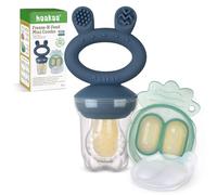 Haakaa Mangiatoia per frutta e mini vassoio per snack surgelati, mangiatoia in silicone senza BPA per un'alimentazione autonoma sicura a partire dai 4 mesi - Blu acciaio