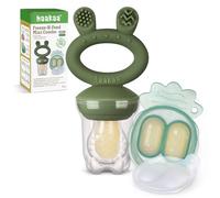 Haakaa Mangiatoia per frutta e mini vassoio per snack surgelati, mangiatoia in silicone senza BPA per un'alimentazione autonoma sicura a partire dai 4 mesi - Verde oliva