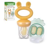 Haakaa Mangiatoia per frutta e mini vassoio per snack surgelati, mangiatoia in silicone senza BPA per un'alimentazione autonoma sicura a partire dai 4 mesi - Senape