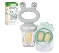 Haakaa Mangiatoia per frutta e mini vassoio per snack surgelati, mangiatoia in silicone senza BPA per un'alimentazione autonoma sicura a partire dai 4 mesi - Grigio