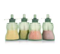 Haakaa silicone Sacchetti per alimenti per bambini - Sacchetti per alimenti per bambini riutilizzabili a pression,più verde, quatre