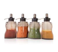 Haakaa silicone Sacchetti per alimenti per bambini - Sacchetti per alimenti per bambini riutilizzabili a pression,Gris,quatre