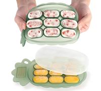 Haakaa Vassoi Alimentari Bambini, Stampo Ghiaccioli Dentizione in Silicone, Vassoio Cubetti Ghiaccio con Coperchio, Piatto Salsiccia Diviso, per Bambini 4m+ (Ananas verde)