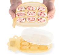 Haakaa Vassoi Alimentari Bambini, Stampo Ghiaccioli Dentizione in Silicone, Vassoio Cubetti Ghiaccio con Coperchio, Piatto Salsiccia Diviso, per Bambini 4m+ (Banana)