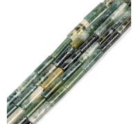 HAAMIIQII 28pcs 4x13mm Naturale Moss Agate Beads Colonna Tube Loose Gemstone Beads per Gioielli che fanno DIY Bracciale Collana