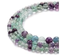 HAAMIIQII 35 Pezzi 10mm Naturale Fluorite Perline di Cristallo Rotonde Pietra Preziosa Sciolto Perline di Pietra Preziosa per Gioielli che fanno DIY Bracciale Collana
