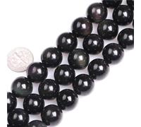 HAAMIIQII 35 Pezzi 10mm Naturale Nero Ossidian Perline Rotonde di Pietra Preziosa sciolta per Gioielli che fanno DIY Bracciale Collana
