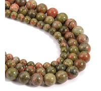 HAAMIIQII 35 Pezzi 10mm Naturale Unakite Jasper Perline Rotonde Pietra Preziosa Sciolto Perline per Gioielli che fanno DIY Bracciale Collana