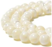 HAAMIIQII 45 Pezzi 8mm Bianco Naturale Madre di Perla Shell Perline Rotonde Perline di Pietra Preziosa sciolta per Gioielli che fanno DIY Bracciale Collana