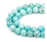 HAAMIIQII 45 Pezzi 8mm Blu Turchese Perline Rotonde Perline di Pietra Preziosa Loose per Gioielli che fanno DIY Bracciale Collana