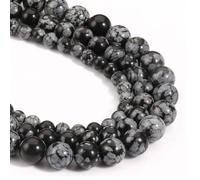 HAAMIIQII 45 Pezzi 8mm Naturale Fiocco di Neve Ossidiano Perline Rotonde Pietra Preziosa Sciolto Perline per Gioielli che fanno DIY Bracciale Collana