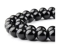 HAAMIIQII 45 Pezzi 8mm Naturale Nero Agata Onice Perline Rotonde Pietra Preziosa Sciolto Perline per Gioielli che fanno DIY Bracciale Collana