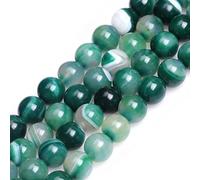 HAAMIIQII 45 Pezzi 8mm Naturale Verde Strisce Banded Agate Perline Rotonde Pietra Preziosa Sciolto Perline per Gioielli che fanno DIY Bracciale Collana