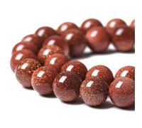 HAAMIIQII 45 Pezzi 8mm Oro Naturale Sandstone Perline Rotonde Pietra Preziosa Sciolto Perline per Gioielli che fanno DIY Bracciale Collana