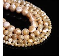 HAAMIIQII 45pcs 8mm Marrone Naturale Madre di Perla Shell Perline Rotonde Sciolto Gemma Perline Genuine Vera Pietra Energia Perline per la Creazione di Gioielli Fai da te