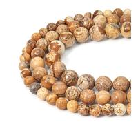 HAAMIIQII 60 Pezzi 6mm Immagine Naturale Perline di Jasper Rotondo Pietra Preziosa Sciolto Perline per Gioielli che fanno DIY Bracciale Collana