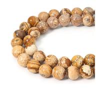 HAAMIIQII 60 Pezzi 6mm Immagine Naturale Perline di Jasper Rotondo Pietra Preziosa Sciolto Perline per Gioielli che fanno DIY Bracciale Collana