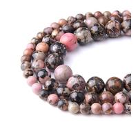 HAAMIIQII 60 Pezzi 6mm Perline Rodonite Naturale Rotonde Perline di Pietra Preziosa sciolta per Gioielli che fanno DIY Bracciale Collana