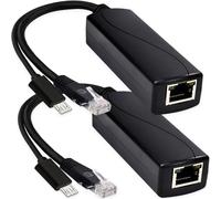 HAAMNING7 2 pezzi Micro USB PoE Splitter Gigabit 5V 2.4A IEEE 802.3af/at Standard, adattatore splitter Power Over Ethernet 10/100 Mbps per Raspberry Pi