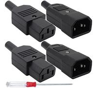 HAAMNING7 AC250V 10A 3 Pin Terminal Panel Mount IEC320 C14 Maschio C13 Femmina, 4PCS Inline Adapter Plug Presa di alimentazione Connettore per PDU Cabinet