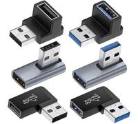 HAAMNING7 Adattatore USB 3.0 da maschio a femmina a 90 gradi, connettore prolunga USB ad angolo retto verso l'alto verso il basso/sinistra per PC, laptop, caricabatterie
