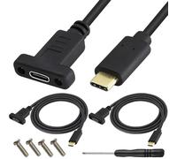 HAAMNING7 Cavo di montaggio a pannello USB 3.1 Tipo C, cavo di prolunga da maschio a femmina USB C 4K 60hz 10Gbps per ricarica e dati con cacciavite, viti (confezione da 2)