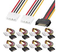 HAAMNING7 Confezione da 8 SATA a Dual Molex LP4, 15 Pin SATA Maschio a 2 x 4 Pin Molex IDE Femmina Y Splitter Cavo di Alimentazione Adattatore per Hard Drive HDD